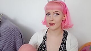 Pink Hair Beauty Plays With Herself While Watching
