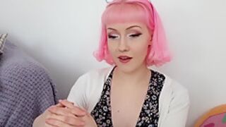 Pink Hair Beauty Plays With Herself While Watching