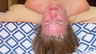 Stepdaddy Comes Home To Give A Facial And Throatpie To Stepdaughter