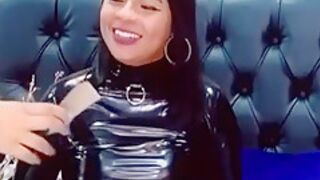 Latina Latex Girl Gagged With Tape