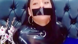 Latina Latex Girl Gagged With Tape