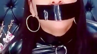 Latina Latex Girl Gagged With Tape