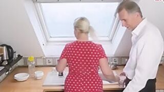 German Blonde Chubby teen 18+ Fucks In Kitchen