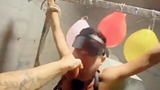 Dominant Girl Mistress Tied Bondage Guy In Basement Sucked And Fucked His Mouth With Dildo Femdom teens 18+