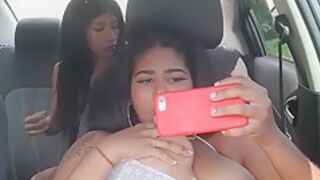 Hot Brunettes Film Their Tits Their Bodies And Masturbate In The Uber