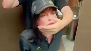 Risky Public Sex In The Toilet Fucked A Mcdonalds Worker Because Of Spilled Soda! - Eva Soda