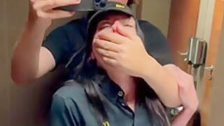 Risky Public Sex In The Toilet Fucked A Mcdonalds Worker Because Of Spilled Soda! - Eva Soda