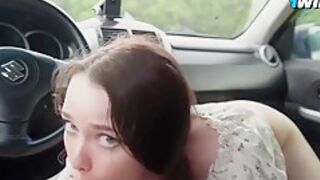 2 - Stepsister Paid With A Blowjob For A Ride. Fucked In The Car - Deluxe Bitch