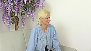 Retro German Casting Tour - Blonde Babe Bends Over As She Gets Fucked With A Long Dildo