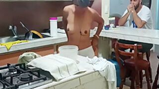 Catch My Stepsister In The Kitchen Dancing Very Sexy Semi Naked -porn In Spanish, She Is A Very Sexy Stepsister