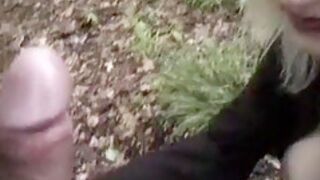 Superb French Blonde Sucks Dick In The Park