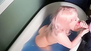 Milf Blowjob In Bath Cum In Mouth - Huge Boobs