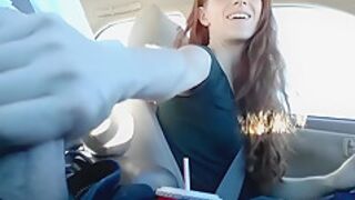 Freckledred - Risky Public Handjob And Cum In Redheads Mouth In Car