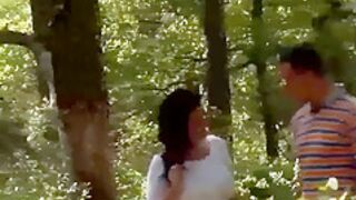 Foxy Brunette Fucking In The Woods