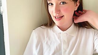 British Teen 18+ Sucks Cock In A Polo Shirt