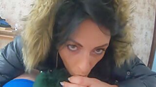 Milfycalla- Deep Blow-job While Wearing Fur Hooded Puffer Jackets 202