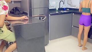 My Shy Stepsister Catches Me Masturbating In The Kitchen While Shes Making Breakfast